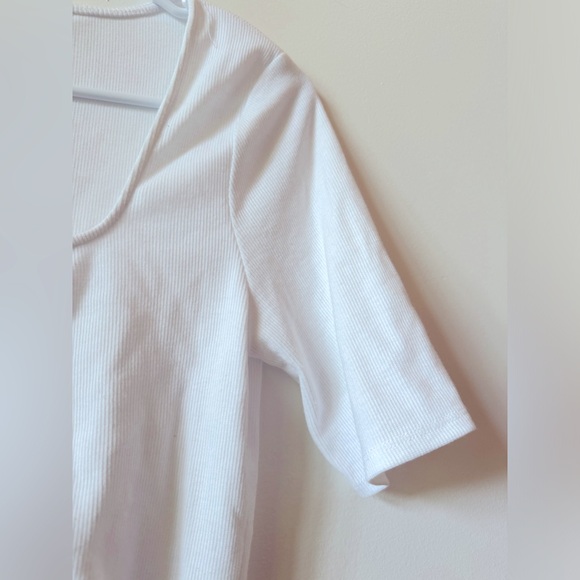 Junior Mixed Thread Adjustable front crop cinch white short sleeve shirt Large - Picture 5 of 5